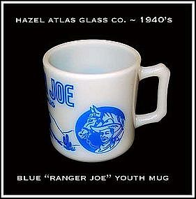 Hazel Atlas Childs Blue Cowboy's "Ranger Joe" Mug