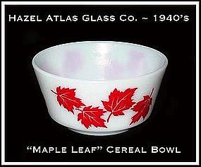 Hazel Atlas Glass ~ Childs "Maple Leaf" 5" Cereal Bowl