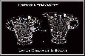 Fostoria Navarre Large Size Creamer and Sugar Bowl
