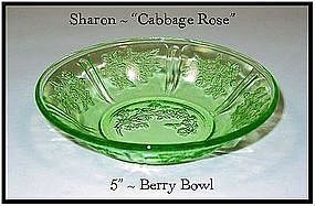 Green Sharon Cabbage Rose 5" Berry Bowl-Federal