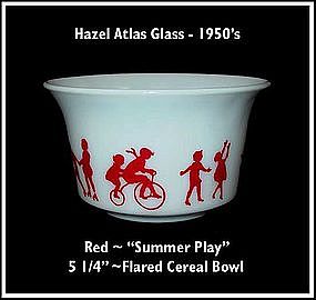 Hazel Atlas Childs Red~"Summer Fun"~ Flared Cereal Bowl