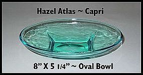 Hazel Atlas ~ Blue Capri ~ Oval Bowl