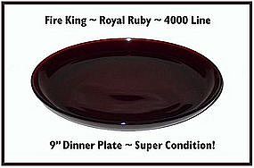 Fire King~Royal Ruby~4000 Line 9" Dinner Plate