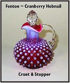 Fenton ~ Cranberry Hobnail ~ Cruet/Stopper ~ Excellent!