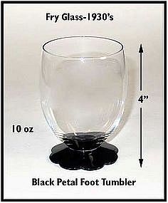 Fry Glass ~ 1940's ~ Black 10 oz ~ Petal Foot Tumbler