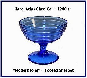 Hazel Atlas Moderntone Cobalt Footed Sherbert