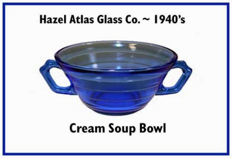 Hazel Atlas Moderntone Cobalt Cream Soup Bowl