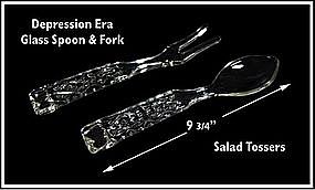 Waffle ~ Crystal Glass Spoon and Fork Salad Toss Set