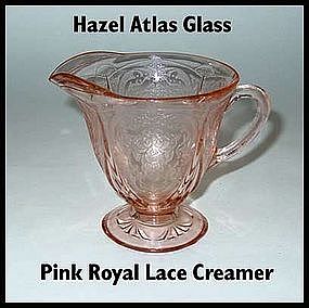 Hazel Atlas~Royal Lace~Pink Footed Creamer