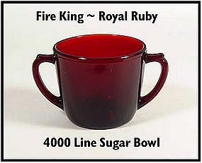 Fire King ~ Royal Ruby ~ 4000 Line ~ Sugar Bowl