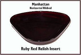 Hocking Manhattan Royal Ruby Insert For Relish Tray