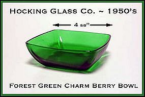 Hocking Fire King Forest Green Charm Small Berry Bowl