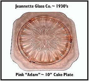 Jeannette Glass ~ Pink Adam ~ Footed Cake Plate