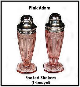 Jeannette Glass ~ Pink Adam ~ Footed SALT & PEPPER
