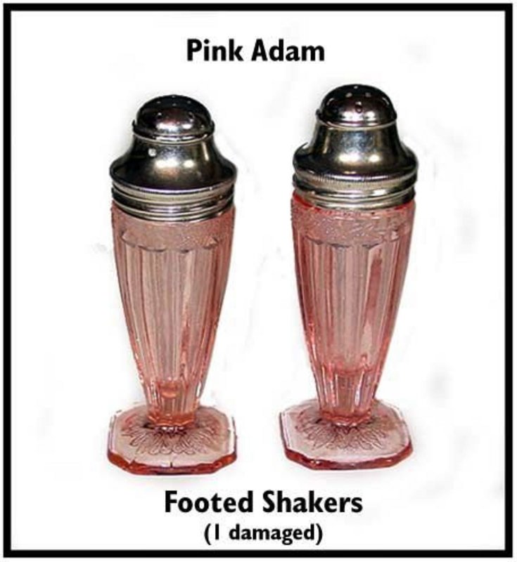 Jeannette Glass ~ Pink Adam ~ Footed SALT &amp; PEPPER