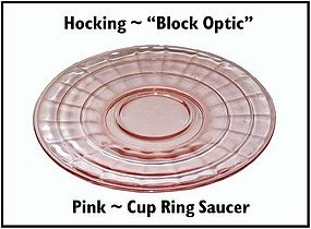 Hocking~Block Optic~Pink HTF Cup Ring Saucer