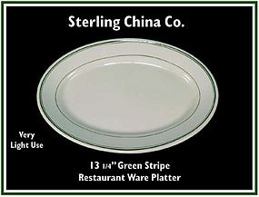 Restaurant Ware 13" Green Stripe Oval Platter