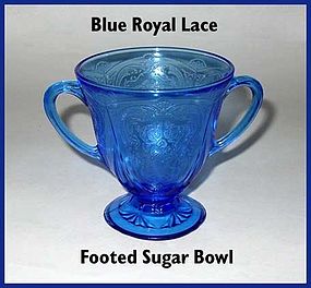 Hazel Atlas Royal Lace Blue Open Sugar Bowl