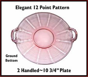 Fostoria Fairfax? 10 3/4" ~ 2 Handled Pink Round Plate