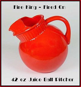 Fire King Rainbow Fired On Red Juice Pitcher 1940