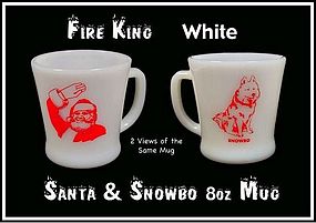 1950s Fire King SANTA CLAUS White RW 8oz Coffee Mug