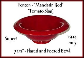 Fenton 1934-Mandarin Red-Tomato Slag Rolled Ftd Bowl