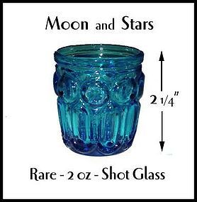 Moon and Stars Rare 2 Ounce Bright Blue Shot Glass