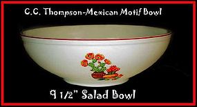 C.C. Thompson Pottery Mexican Motif 9 1/2" Salad Bowl