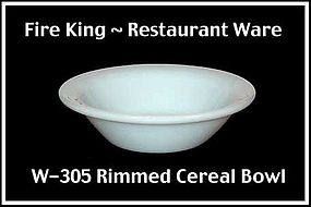 Fire King White Restaurant Ware W305 Rimmed Bowl