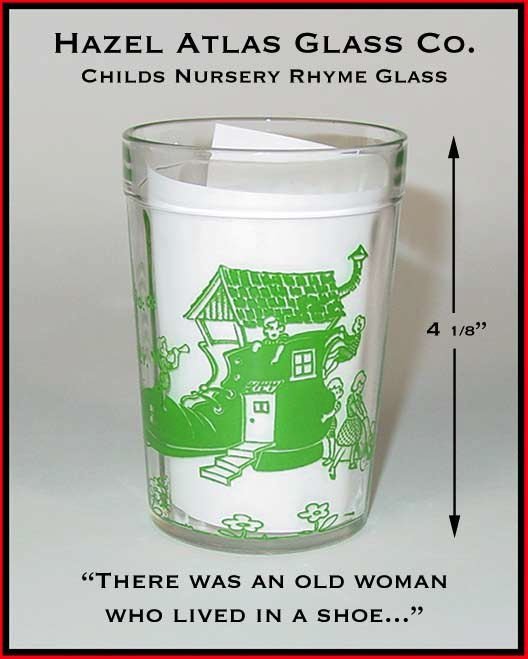 Hazel Atlas 1940's Childrens Dec Nursery Rhyme Glass