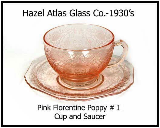 Hazel Atlas~Pink Florentine Poppy I ~ Cup &amp; Saucer
