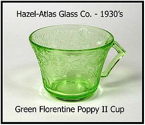 Hazel-Atlas Florentine #2 Green Cup Only