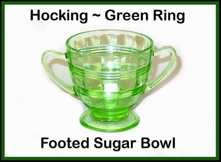 Green Ring ~ Depression ~ Footed Sugar Bowl