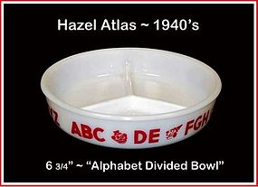 Hazel Atlas Childs Alphabet 7" Divided Bowl/Plate