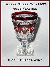 Ruby Flashed 1957 Indiana~Park Lane Claret/Wine Goblet