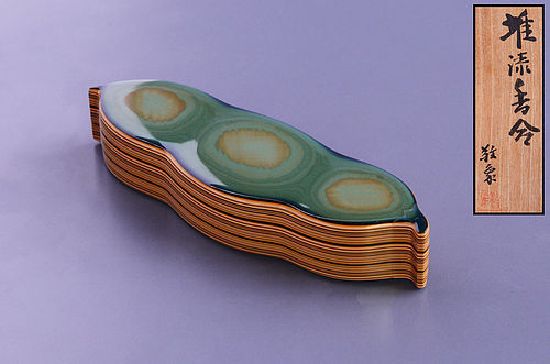 Japanese Layered lacquer incense container made by Okabe Keisho