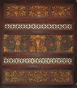 Chinese Antique Gilt Panel with Floral Carvings