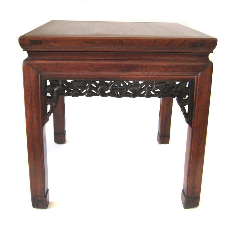 Chinese Small Antique Square Carved Table