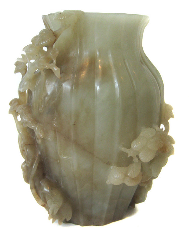 Chinese Jade Vase Entwined with Pine Trees