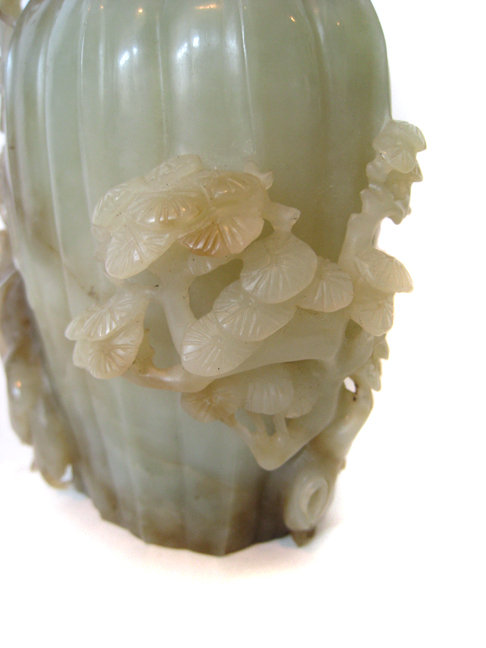 Chinese Jade Vase Entwined with Pine Trees