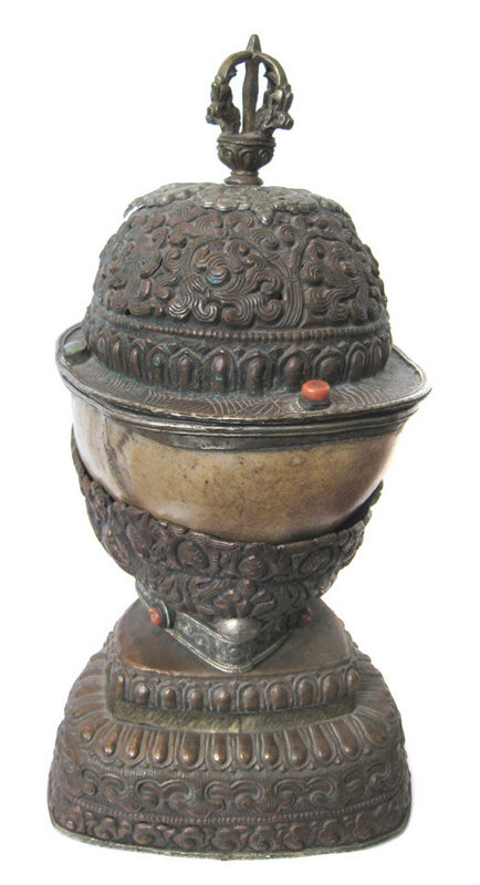 Nepalese Skull and Mixed Metal Ritual Chalice