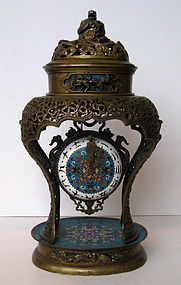 Rare Antique Chinese Cloisonne Clock