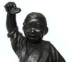 Antique Japanese Bronze of Child with Goose