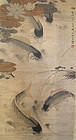 Chinese Antique Carp Scroll by Li Fang Yin
