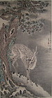 Antique Chinese Scroll of Deer with Fungus