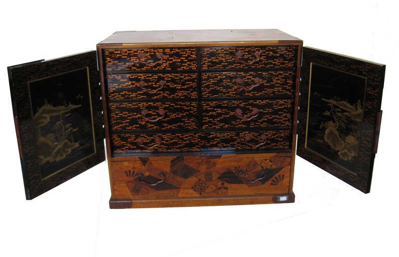 Japanese Lacquered Marquetry Cabinet