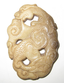 Antique Stone Chinese Dragon in Clouds