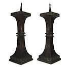 Antique Japanese Bronze Candle Stick Holders
