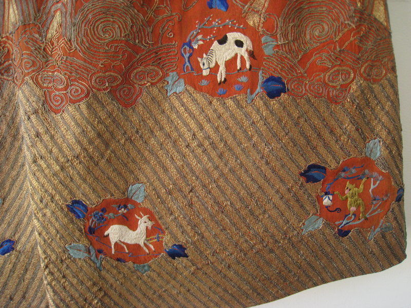 Antique Chinese 8 Dragon and Zodiac Embroidered Robe
