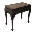 Antique Chinese Pink Marble Top Altar Table